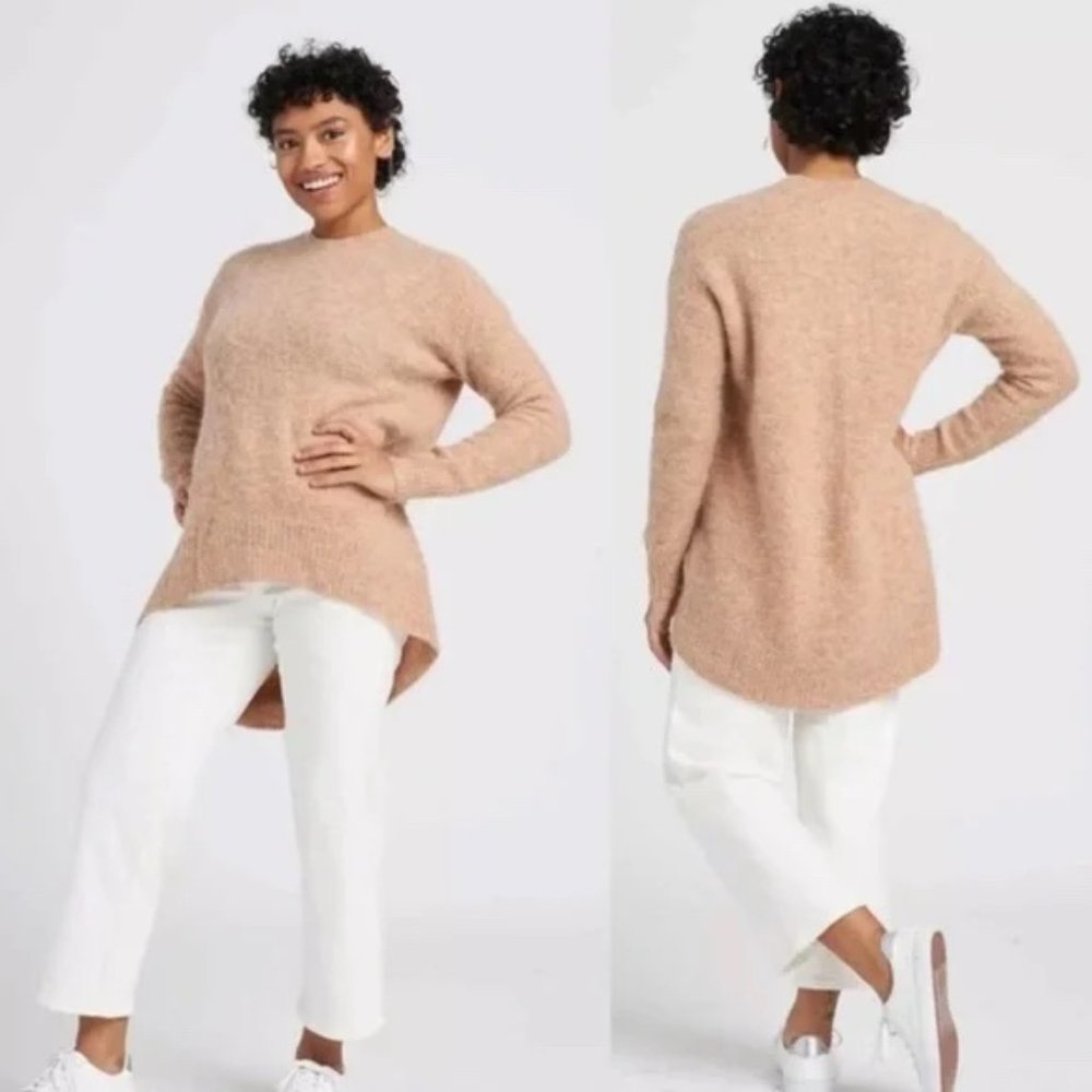 Universal Standard Melissa Hi-Lo Crew Neck Sweater Size XL 26-28 Camel/Tan NWT